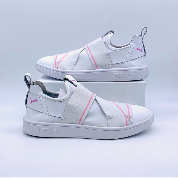 Puma Shoes - Puma Womens Smash V2 Slip On White-pale Pink Shoes